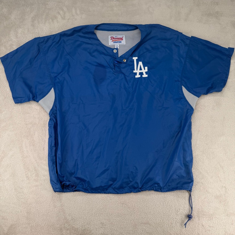 Starter Los Angeles Dodgers MLB Windshirt Mens XXL Blue Preowned Short Sleeve